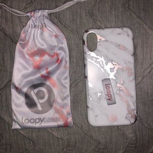 Loopy Rose gold metallic marble IPhone XR case